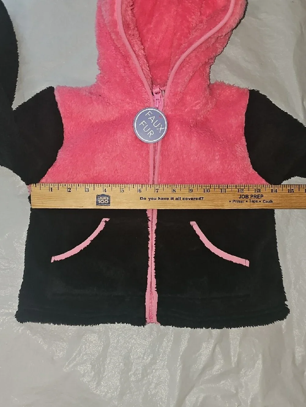 Weather Club Girls L 6X Pink Black Faux Fur Zippered Hooded Jacket w/Pockets New